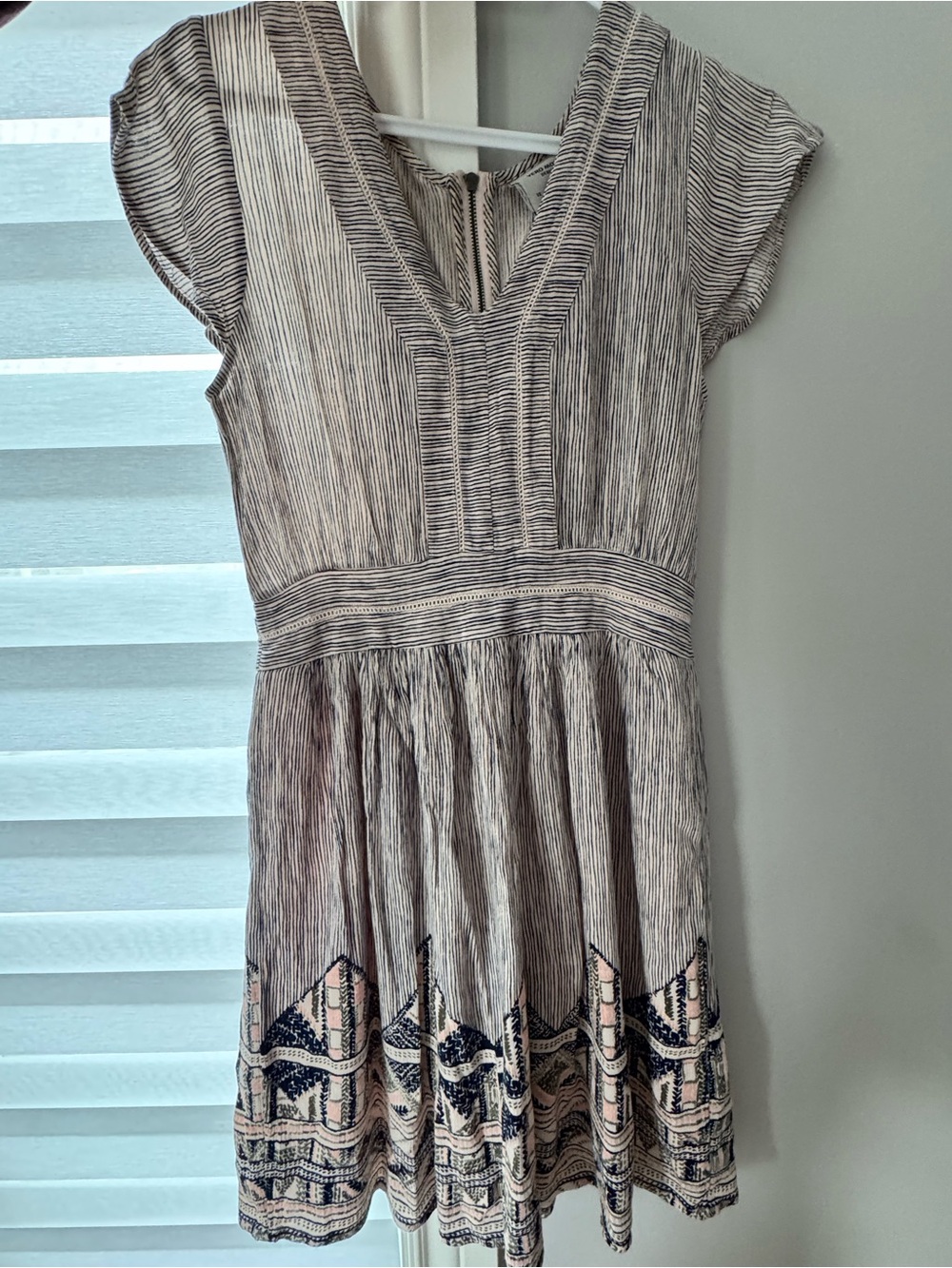 Vero Moda Navy & Cream Striped V-Neck Dress
